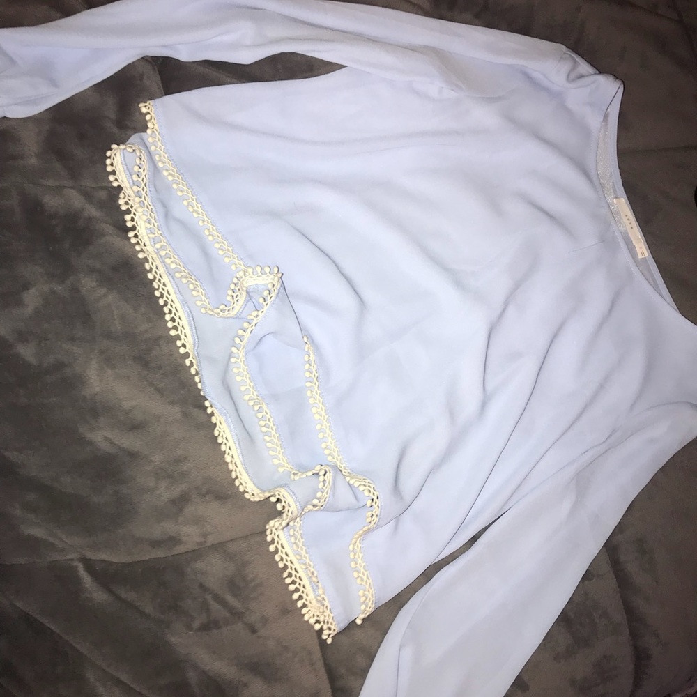 Light blue crop dress shirt